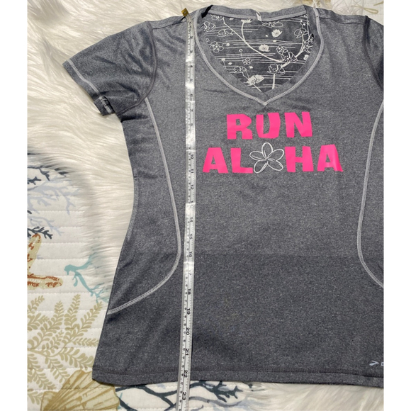 Brooks Gray Run Aloha Short Sleeve Tee womens S - Picture 4 of 7